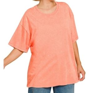 New Zenana Coral Washed Cotton Top